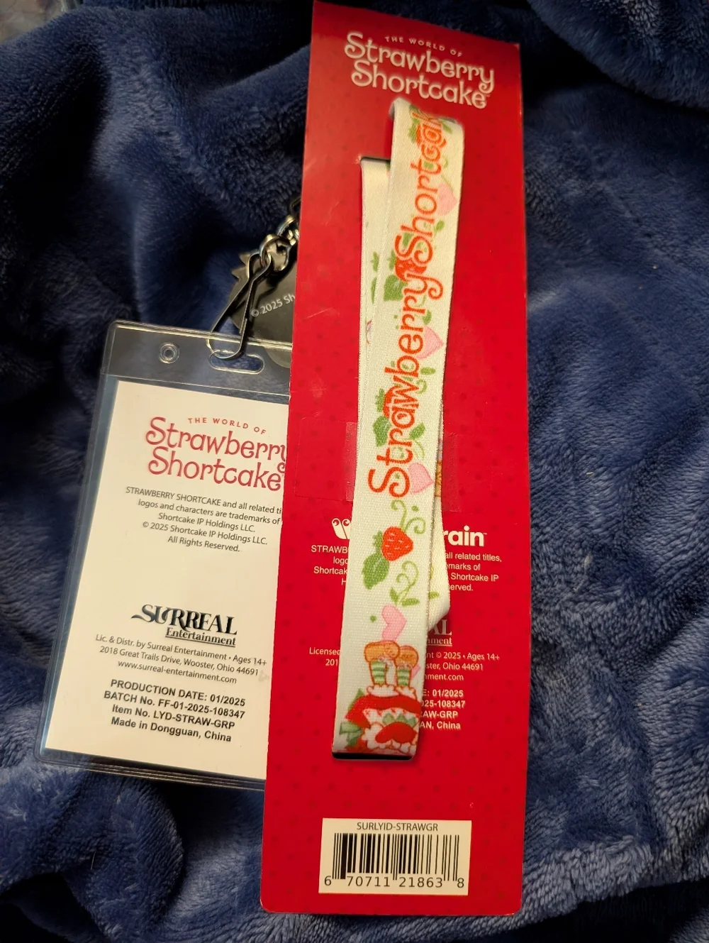 Pink Strawberry Shortcake Lanyard with Charm